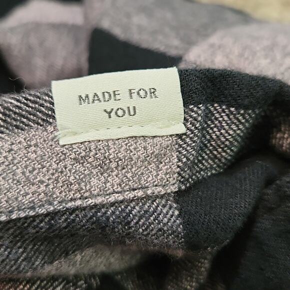 American Eagle Outfitters Women Black Gray Lavender Plaid Flannel XL Classic Fit - Picture 8 of 13